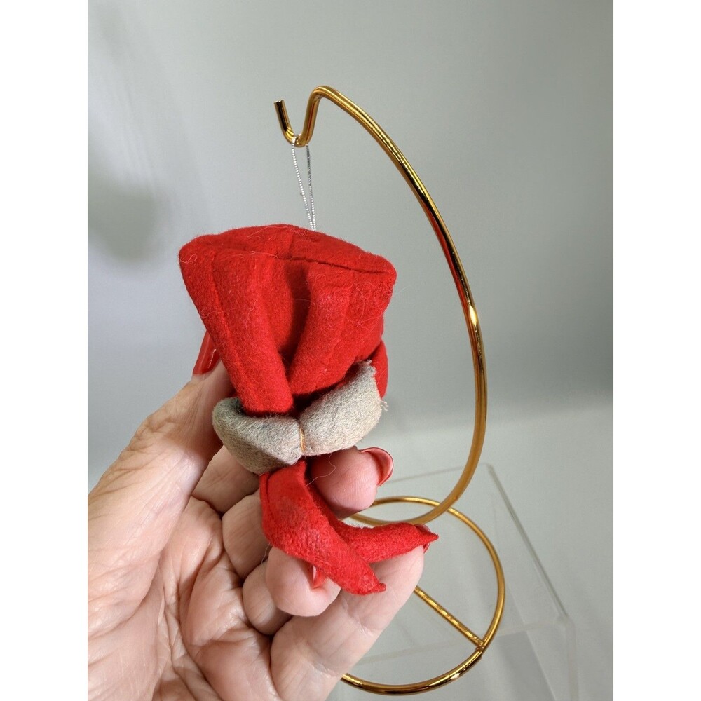 Vintage Christmas Elf Ornament Knee Hugger Red Felt Poseable Pixie Retro - Picture 10 of 13